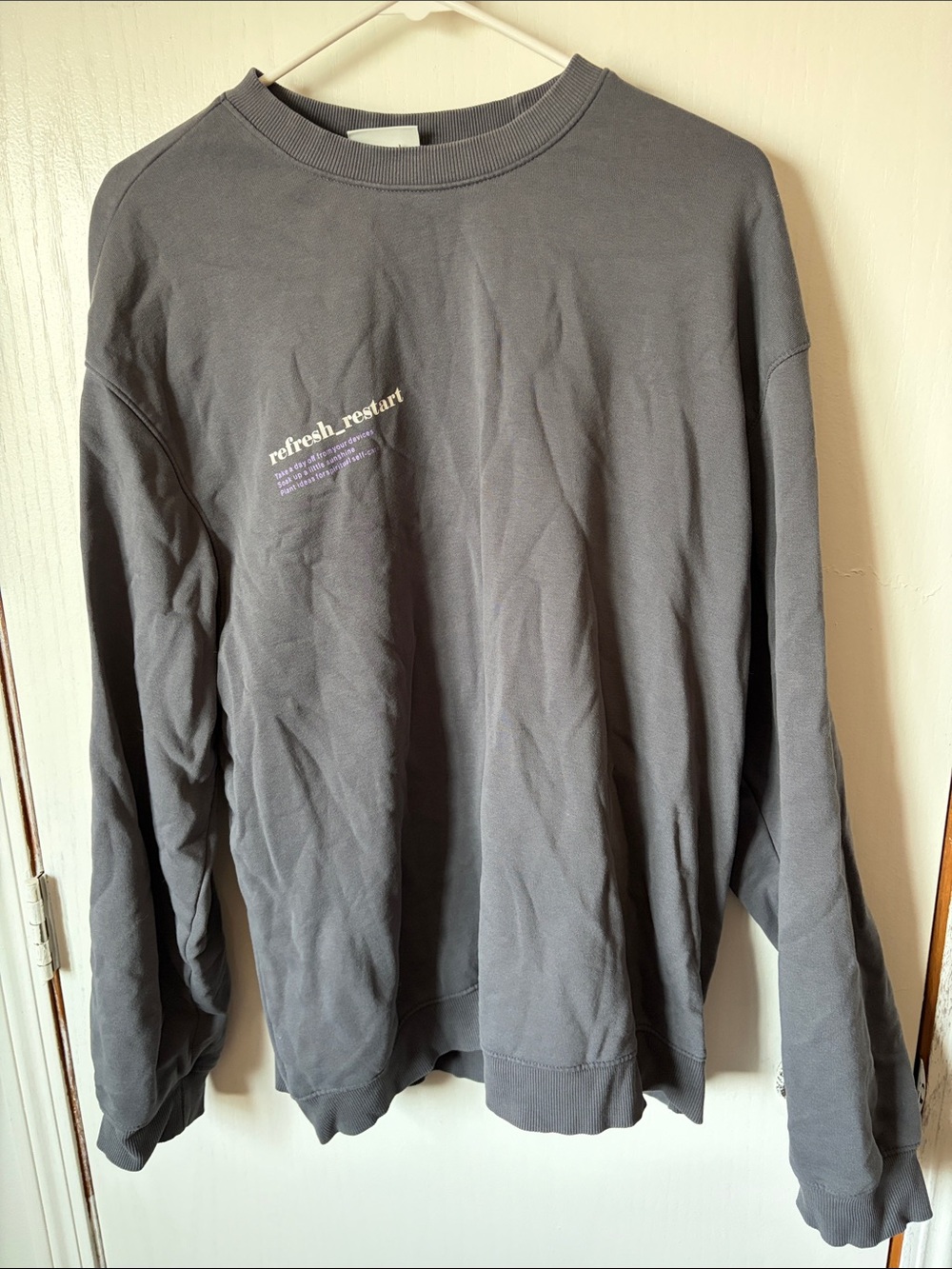 H&M Dark Gray Crewneck Sweatshirt with Small Chest Print